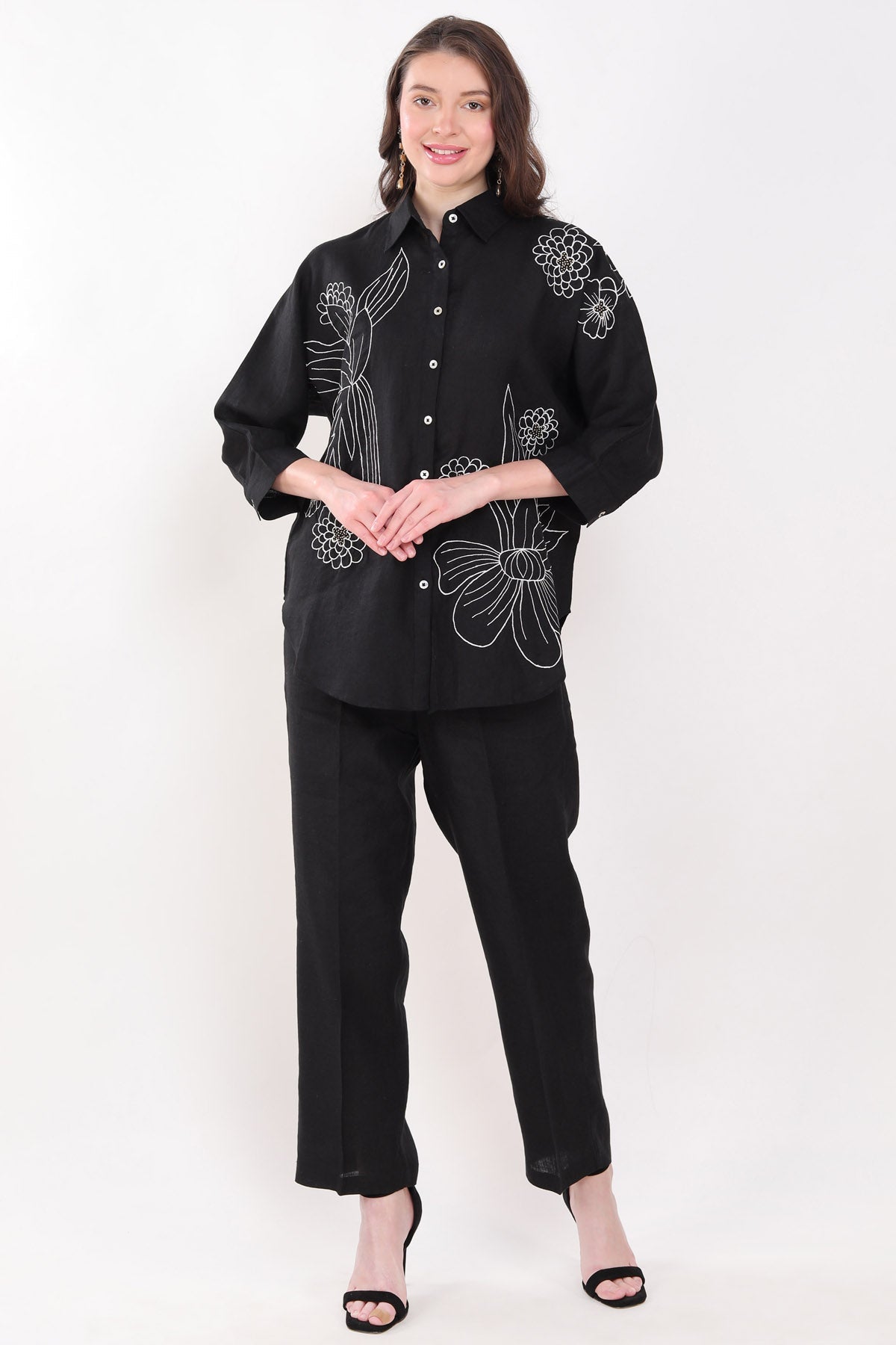 Buy Designer Black 100% Linen Pencil Pants Online